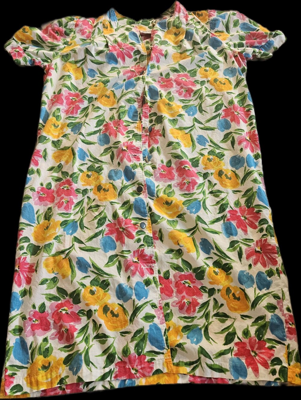 Bright Floral Button-Front Dress in Pink, Yellow & Blue - Picture 1 of 5
